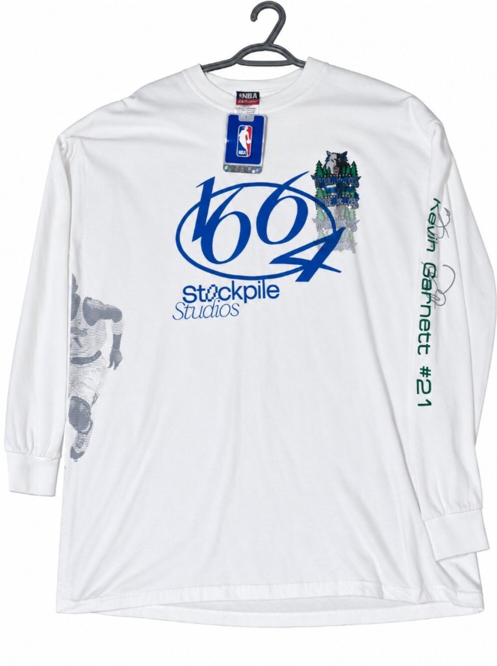 Kevin Garnett #21 Timberwolves Majestic NBA Long Sleeve Shirt L NWT